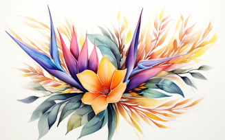 Watercolor Flowers Bouquets, illustration background 123