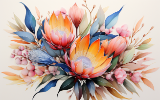 Watercolor Flowers Bouquets, illustration background 127