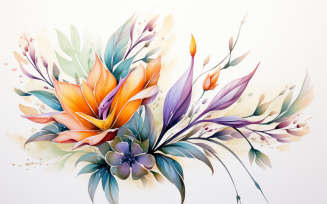 Watercolor Flowers Bouquets, illustration background 129