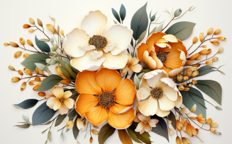 Watercolor Flowers Bouquets, illustration background 130