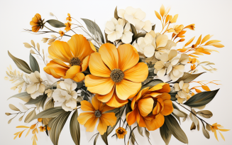 Watercolor Flowers Bouquets, illustration background 132