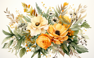 Watercolor Flowers Bouquets, illustration background 135