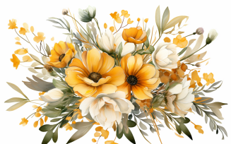 Watercolor Flowers Bouquets, illustration background 136