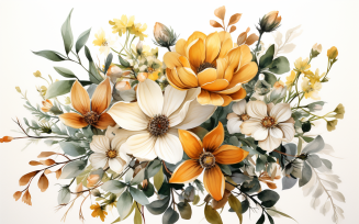 Watercolor Flowers Bouquets, illustration background 139