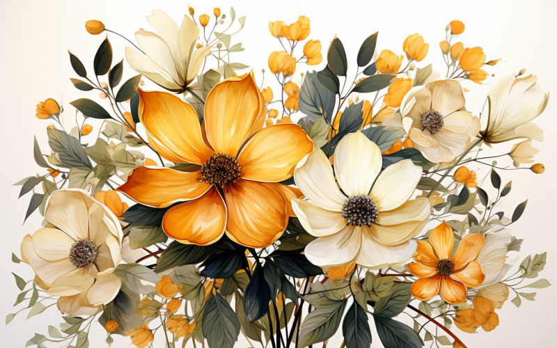 Watercolor Flowers Bouquets, illustration background 141 Illustration