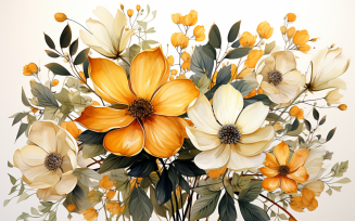 Watercolor Flowers Bouquets, illustration background 141