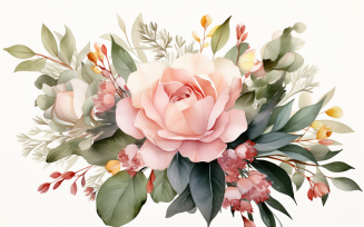 Watercolor Flowers Bouquets, illustration background 143