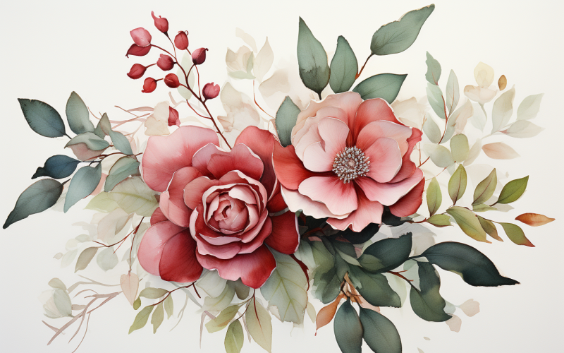 Watercolor Flowers Bouquets, illustration background 144 Illustration