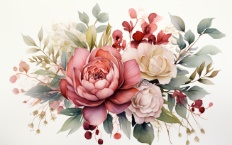 Watercolor Flowers Bouquets, illustration background 146