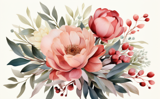 Watercolor Flowers Bouquets, illustration background 147