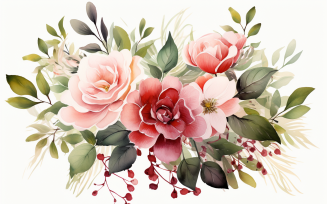 Watercolor Flowers Bouquets, illustration background 149