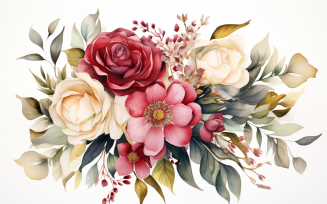 Watercolor Flowers Bouquets, illustration background 150
