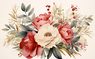 Watercolor Flowers Bouquets, illustration background 151