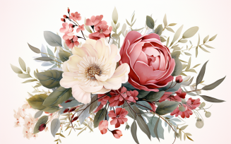 Watercolor Flowers Bouquets, illustration background 152