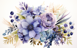 Watercolor Flowers Bouquets, illustration background 162