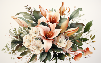 Watercolor Flowers Bouquets, illustration background 165