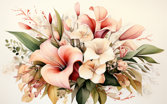 Watercolor Flowers Bouquets, illustration background 166