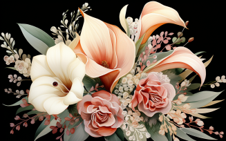 Watercolor Flowers Bouquets, illustration background 169