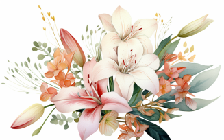Watercolor Flowers Bouquets, illustration background 173