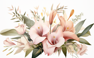 Watercolor Flowers Bouquets, illustration background 174