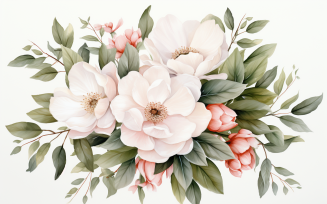 Watercolor Flowers Bouquets, illustration background 179