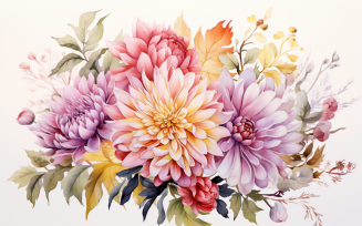 Watercolor Flowers Bouquets, illustration background 199