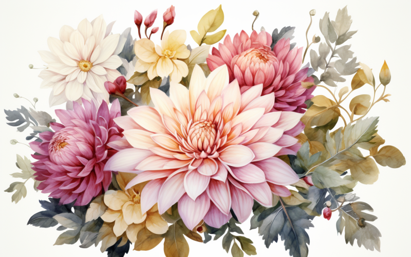 Watercolor Flowers Bouquets, illustration background 200 Illustration