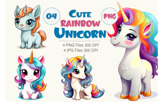 Cute rainbow unicorns 04. TShirt Sticker.