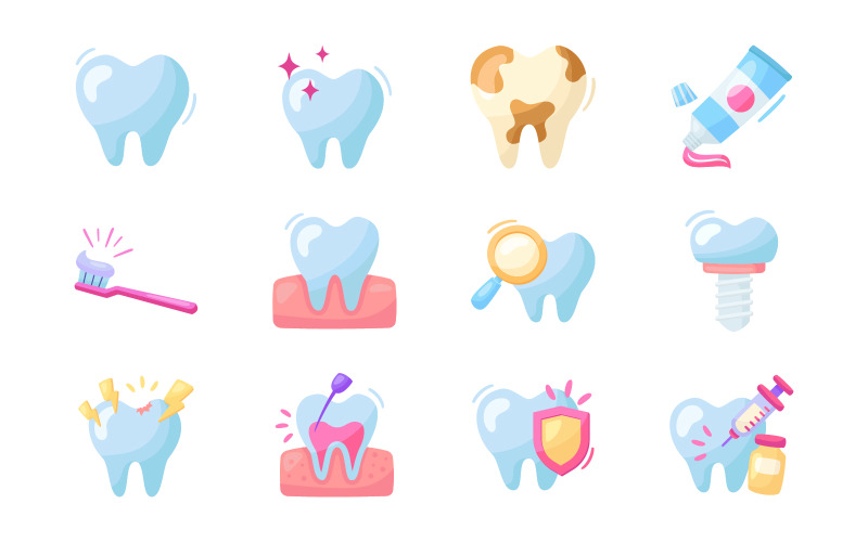 Dental Isolated Object Set Vector Graphic