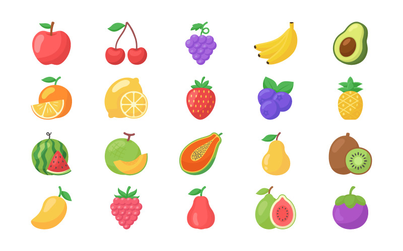 Fruit Isolated Object Set Vector Graphic