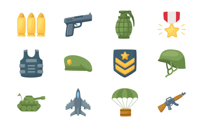 Military Isolated Object Set Vector Graphic