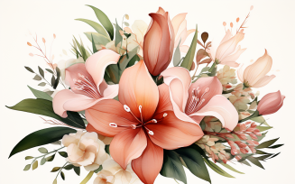 Watercolor Flowers Bouquets, illustration background 170