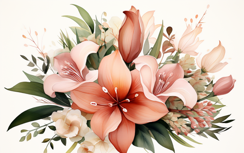 Watercolor Flowers Bouquets, illustration background 170 Illustration