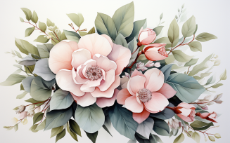 Watercolor Flowers Bouquets, illustration background 177