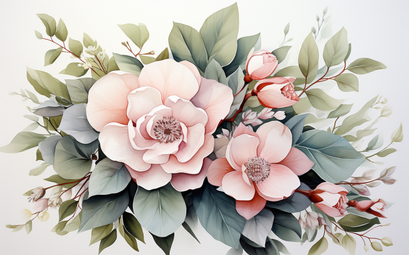 Watercolor Flowers Bouquets, illustration background 177 Illustration