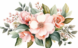 Watercolor Flowers Bouquets, illustration background 185
