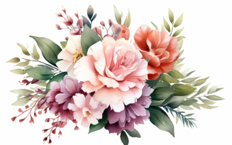 Watercolor Flowers Bouquets, illustration background 186