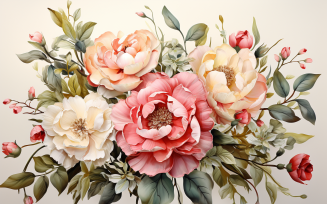 Watercolor Flowers Bouquets, illustration background 190