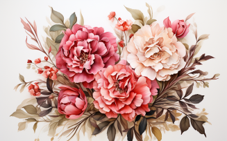 Watercolor Flowers Bouquets, illustration background 191