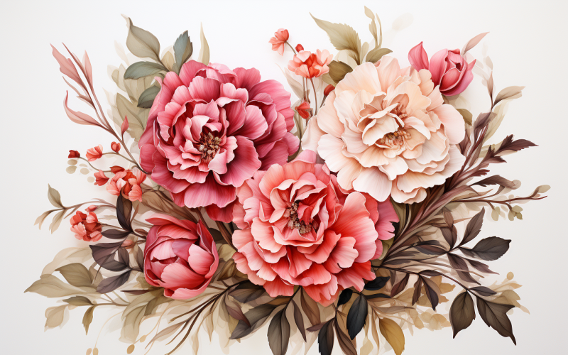 Watercolor Flowers Bouquets, illustration background 191 Illustration