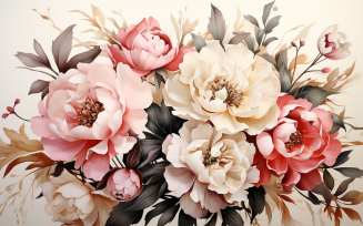 Watercolor Flowers Bouquets, illustration background 192