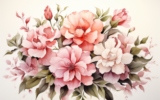 Watercolor Flowers Bouquets, illustration background 193