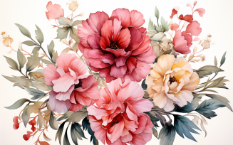 Watercolor Flowers Bouquets, illustration background 194