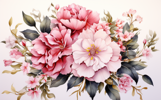 Watercolor Flowers Bouquets, illustration background 195
