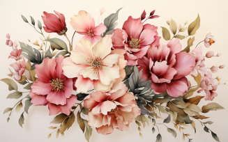 Watercolor Flowers Bouquets, illustration background 196