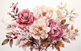 Watercolor Flowers Bouquets, illustration background 197