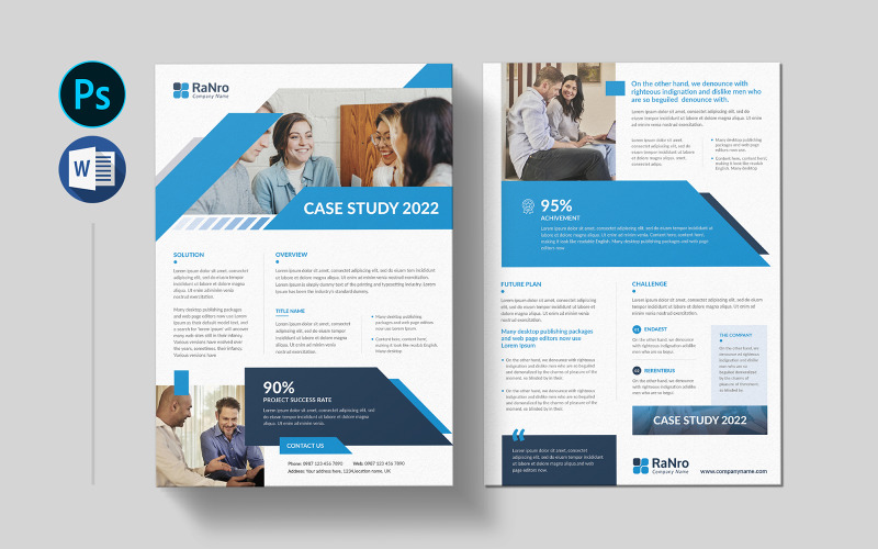 Business Case Study Flyer - Word Template Corporate Identity