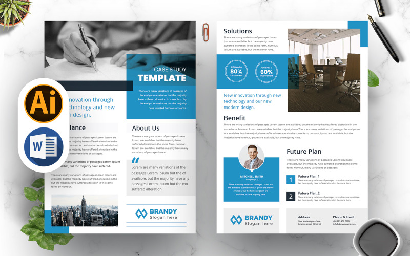 Case Study Flyer | MS Word Corporate Identity