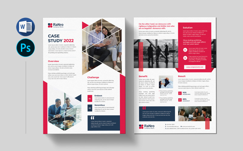 Case Study Flyer Template MS Word Corporate Identity