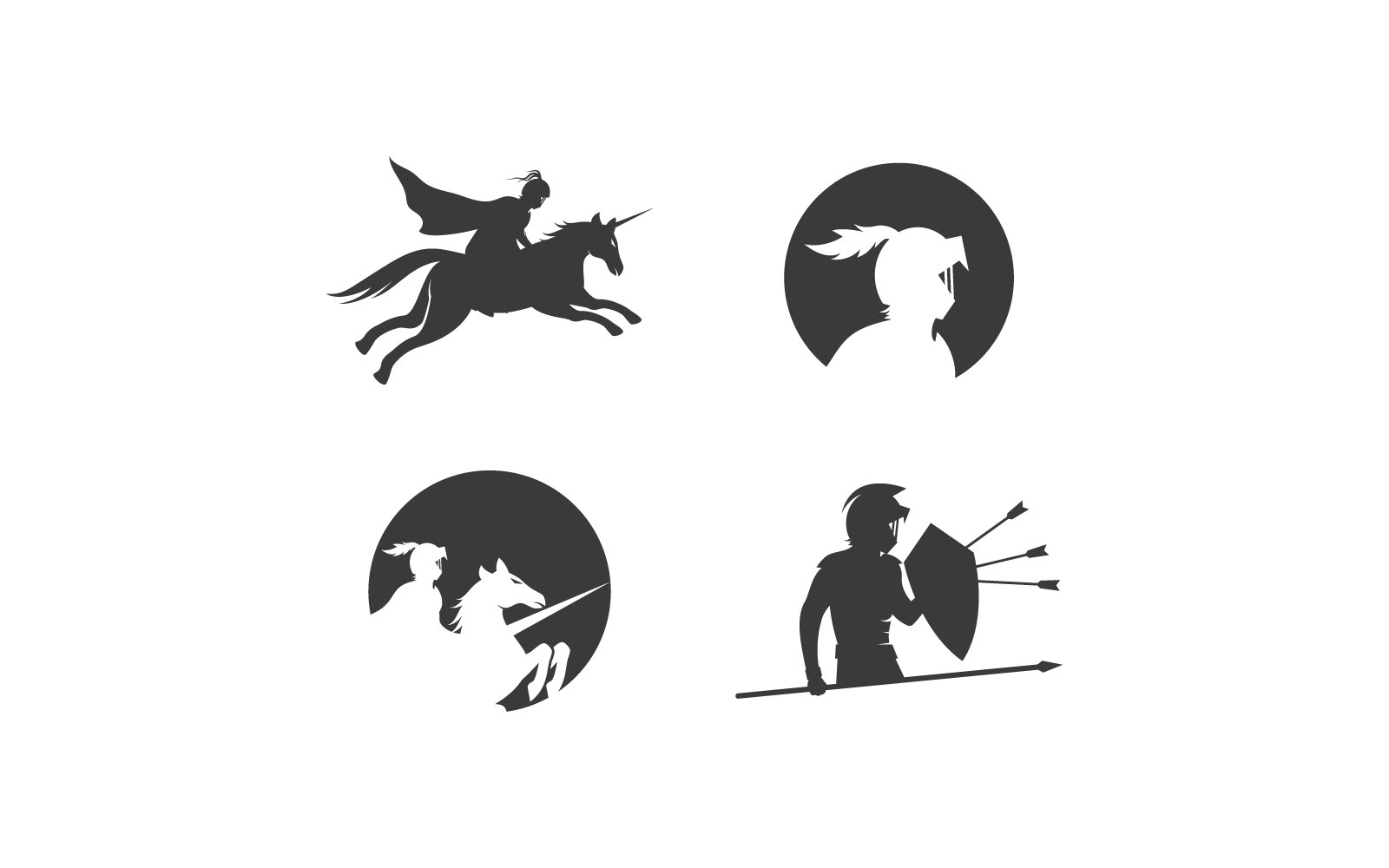 Diseño de ilustración de vector de logotipo de héroe caballero caballo